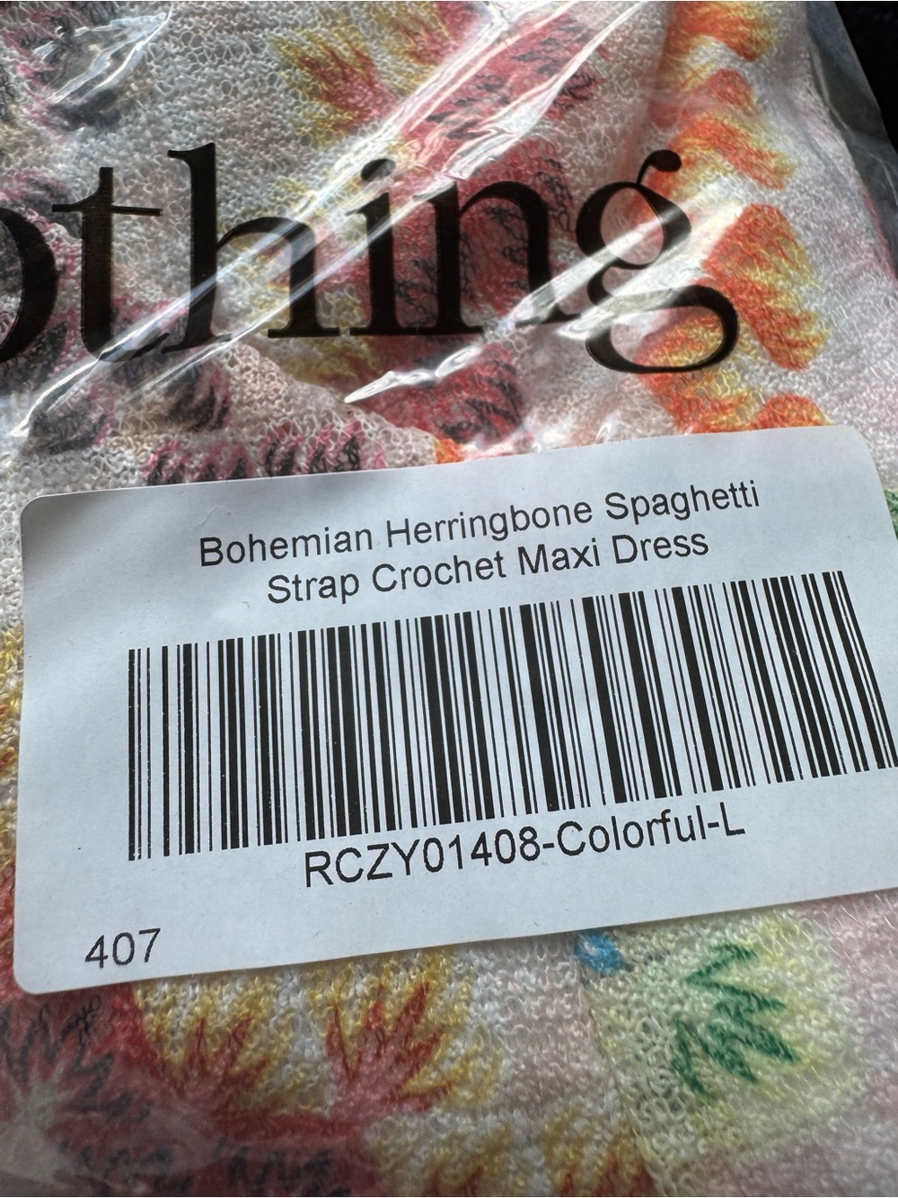 Rosa Clothing Bohemian Herringbone Spaghetti Strap Maxi Dress Large New - Picture 2 of 8